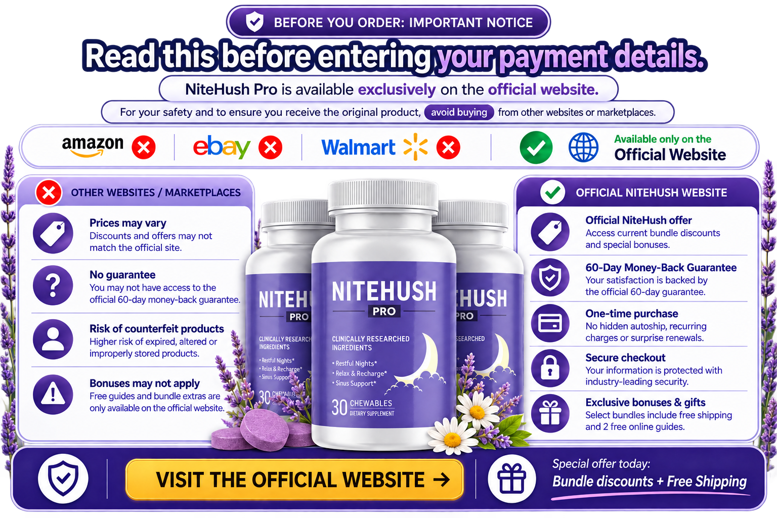 NiteHush Pro official package options